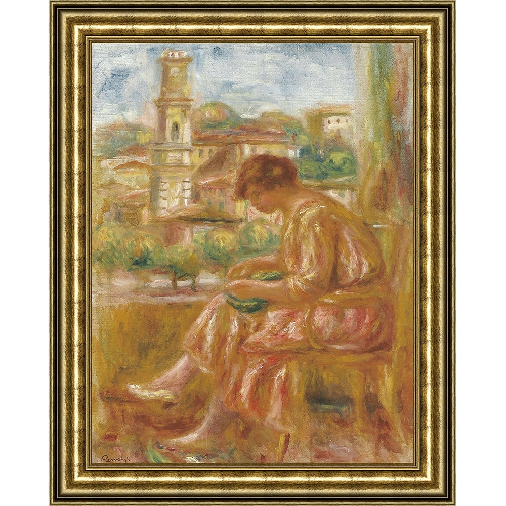 Femme à la fenêtre avec sur le vieux Nice