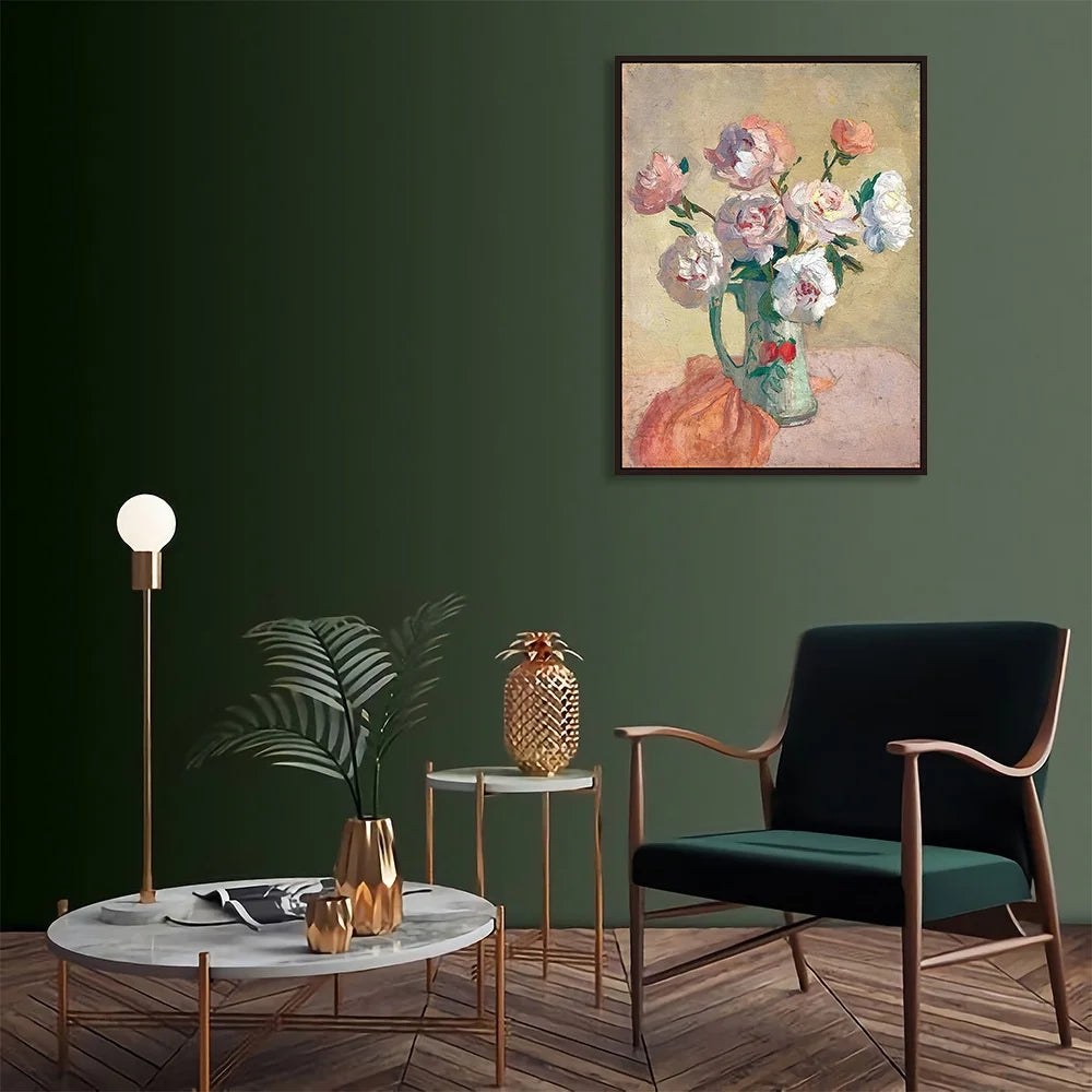 Pink Peony in a Colorful Vase